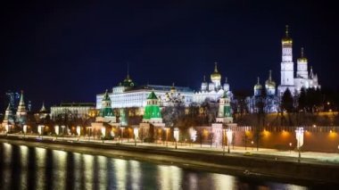 Rusya, Moskova şehri, Kremlin geceleri. 5k Video