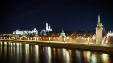 Rusya, Moskova şehri, Kremlin geceleri. 5k Video