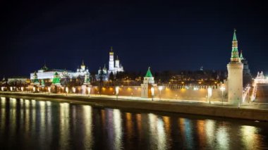 Rusya, Moskova şehri, Kremlin geceleri. 5k Video