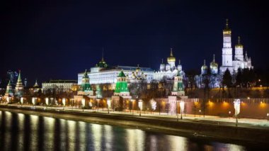 Rusya, Moskova şehri, Kremlin geceleri. 5k Video