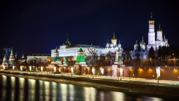 Ρωσία Moscow City Κρεμλίνο Νύχτα Βίντεο — Αρχείο Βίντεο