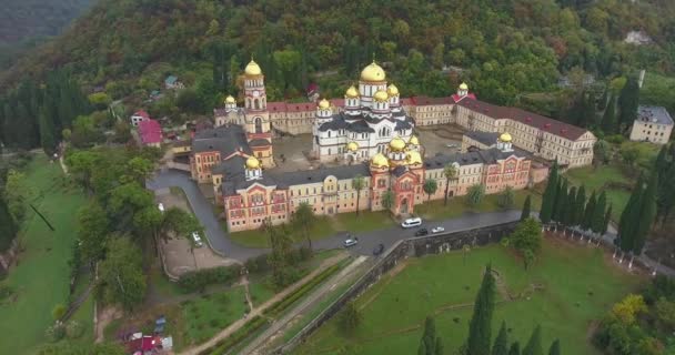 Novo Mosteiro Athos Akhali Atoni Abcásia Complexo Principal Monastery Abkhazia — Vídeo de Stock