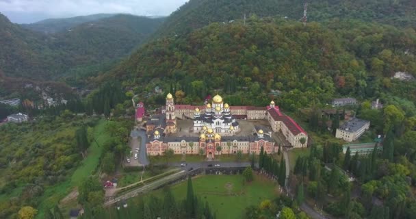 Nuevo Monasterio Athos Akhali Atoni Abjasia Complejo Principal Del Monasterio — Vídeo de stock