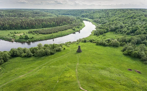 Objet d'art dans la région de Kalouga, Russie. Aérien — Photo