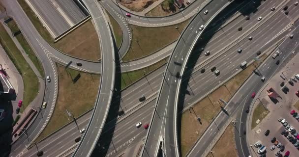 Vista Aérea Drone Estrada Estrada Junção Multi Nível Com Carros — Vídeo de Stock