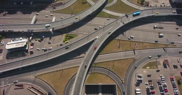 Grote Verkeer Kruispunt Crossroad Bovenaanzicht — Stockvideo