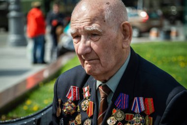2019 / 05 / 09, Moskova, Rusya. Tiyatro meydanında gazilerle toplantı. Zafer Günü, 9 Mayıs.