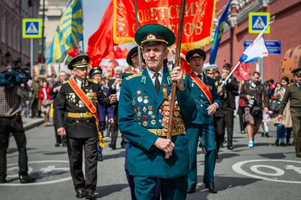 Moskva Rusko Veteráni Druhé Světové Války Ulicích Města Průvod Veteránů — Stock fotografie