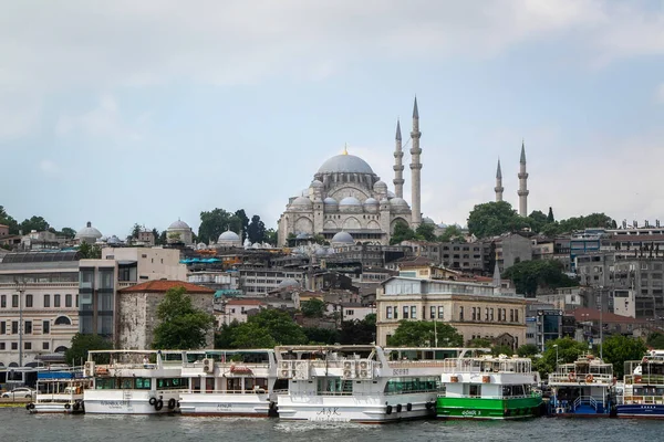 Istanbul Turkiet Suleymaniye Moskén Och Hamnen — Stockfoto