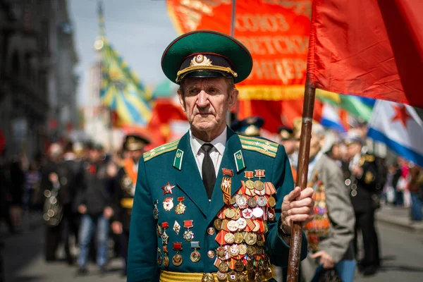 Moscú Rusia Veteranos Segunda Guerra Mundial Las Calles Ciudad Procesión —  Fotos de Stock