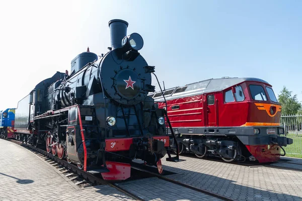 Museum Railway Engineering Museum Locomotives Outdoor Museum Showcasing Railway History — стоковое фото