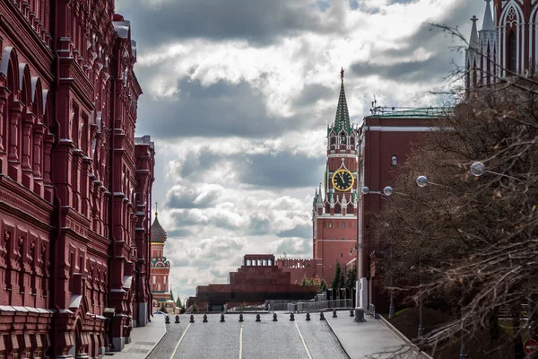 Covid Quarantäne Moskau Coronavirus Russland Leerer Eingang Zum Roten Platz — Stockfoto