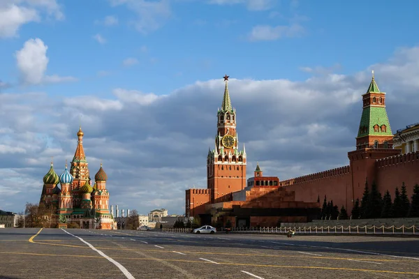 Covid Quarantäne Moskau Coronavirus Russland Leerer Roter Platz Ohne Menschen — Stockfoto