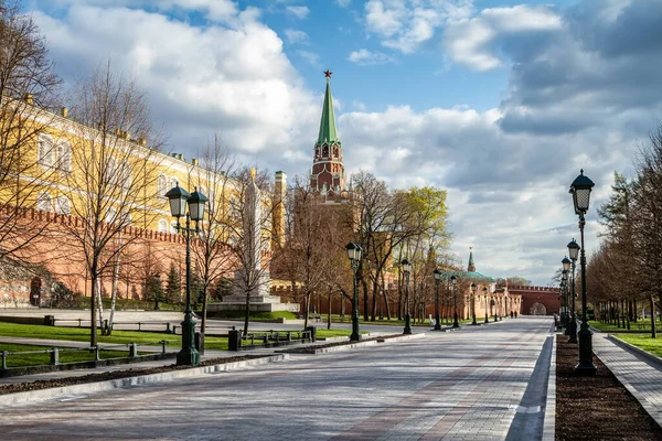 Covid Quarantäne Moskau Coronavirus Russland Leere Straßen Ohne Menschen Alexander — Stockfoto