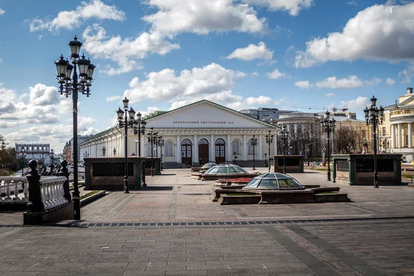 Covid Plaza Manezhnaya Cuarentena Moscú Coronavirus Rusia Calles Vacías Sin — Foto de Stock