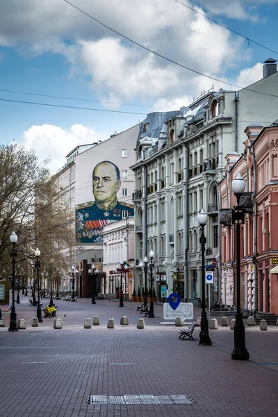 Covid Cuarentena Moscú Coronavirus Rusia Calle Arbat Vacía Sin Gente — Foto de Stock