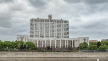 Rusya Federasyonu Hükümet Sarayı - Beyaz Saray, Moskova, Rusya. Zaman aşımı