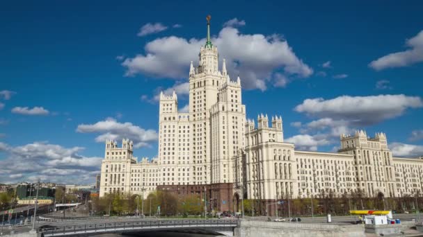 Kotelnicheskaya Embankment Building Moskwa Rosja Czas Upływa — Wideo stockowe