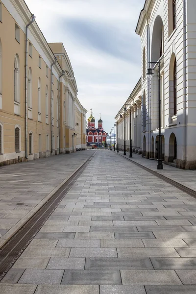 Covid Quarantäne Moskau Coronavirus Russland Leere Straßen Der Altstadt Ohne — Stockfoto