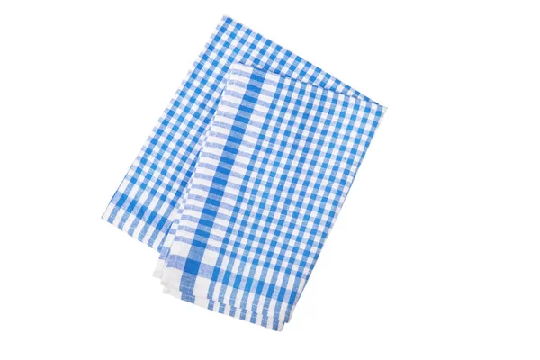 Guardanapo de mesa azul (toalha) sobre fundo branco isolado — Fotografia de Stock