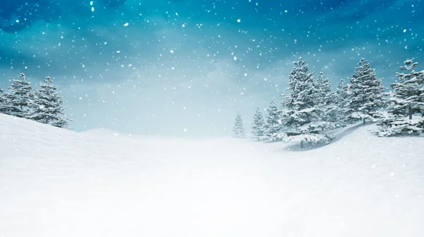 Besneeuwde kalm winterlandschap op sneeuwval — Stockfoto