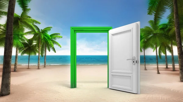 Açık kapı çerçeve kumlu tropik sahilde — Stok fotoğraf