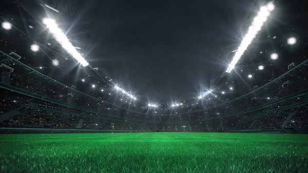 Espetacular Estádio Futebol Cheio Espectadores Esperando Uma Partida Noite Campo — Fotografia de Stock