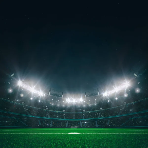 Чудовий Футбольний Стадіон Сповнений Глядачів Які Очікують Вечірнього Матчу Трав — стокове фото