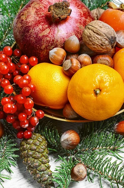 Boże Narodzenie Martwa natura z owoców cytrusowych — Zdjęcie stockowe