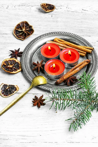 Tre candele di Natale — Foto Stock