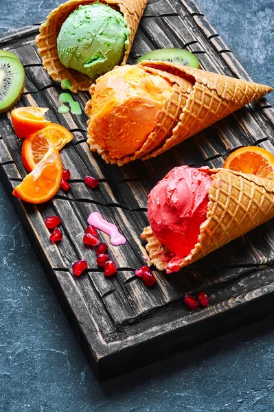 Ice cream in waffle cone — Stock Photo, Image