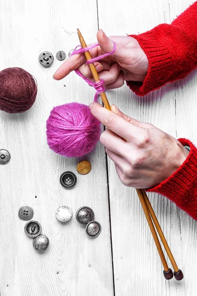 Close-up of tool knitting — Stock Photo, Image