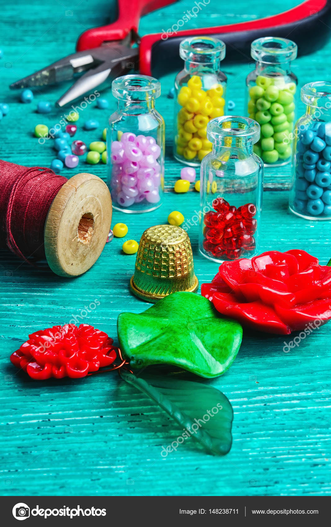 Hobby crafts of beads. Stock Photo by 148238711