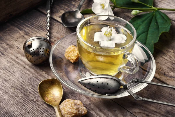 Té de hierbas con flores de jazmín —  Fotos de Stock