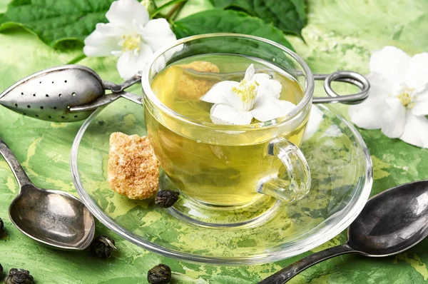 Té de hierbas con flores de jazmín —  Fotos de Stock