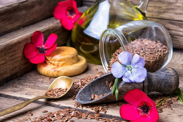 Çiçekler keten ve keten tohumu