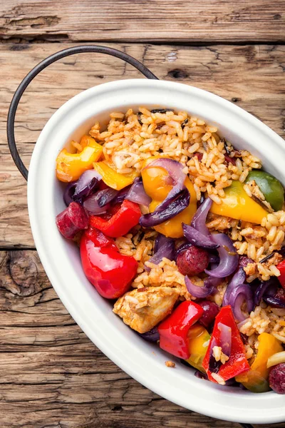 Creole Jambalaya tavuk ve pirinç