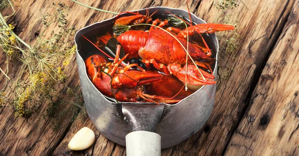 Marisco fervido em panela — Fotografia de Stock