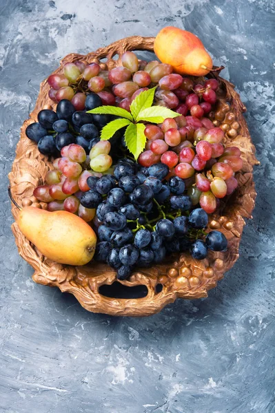 Uvas diferentes en una bandeja —  Fotos de Stock