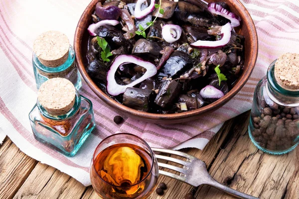 Snack from salted mushrooms — Stock Photo, Image