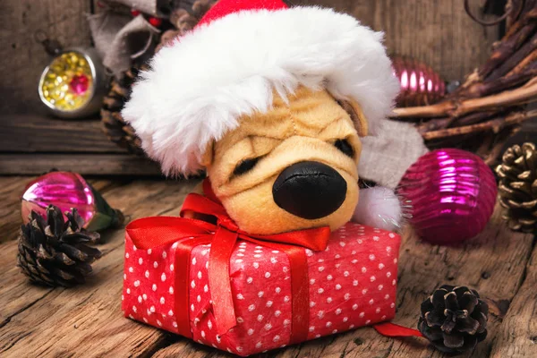 Symbolic little Christmas dog — Stock Photo, Image