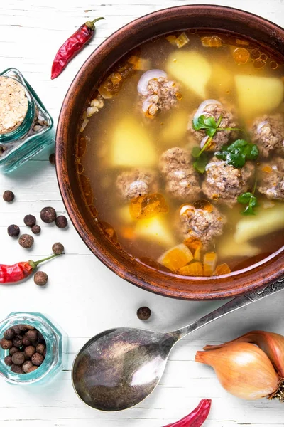 Soup with meat balls — Stock Photo, Image