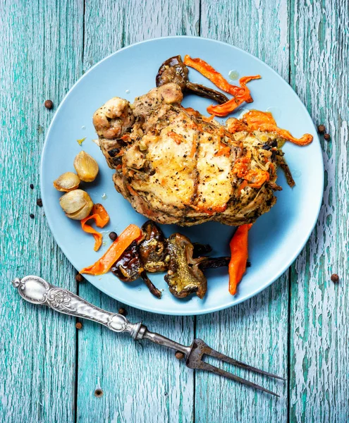 Baked meat, stuffed with mushrooms — Stock Photo, Image