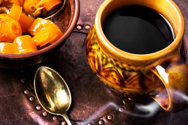 茶にオレンジのジャム — ストック写真