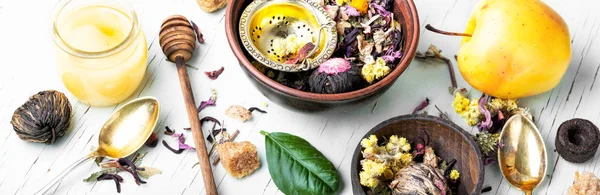 Set healthy herbal tea — Stock Photo, Image