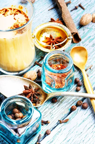 Herbata masala z przyprawami — Zdjęcie stockowe