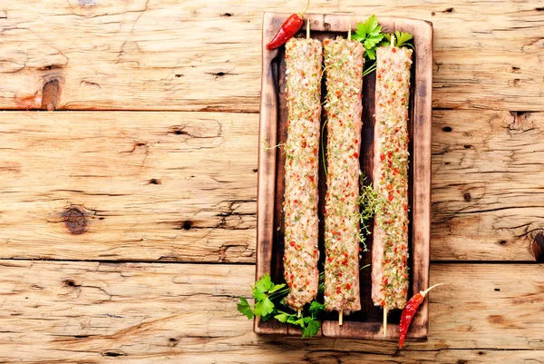 Kaukasische Populaire Schotel Kebab Van Jonge Lamsvlees Specerijen Fastfood — Stockfoto