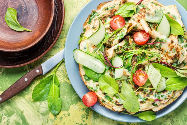 Homemade pancakes with herbs — Stock Photo, Image