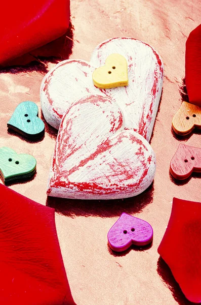 Symbolická srdce na Valentýna — Stock fotografie