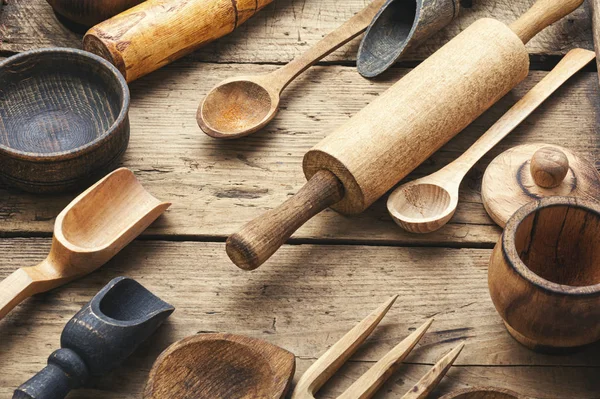 Set de utensilios de cocina de madera — Foto de Stock